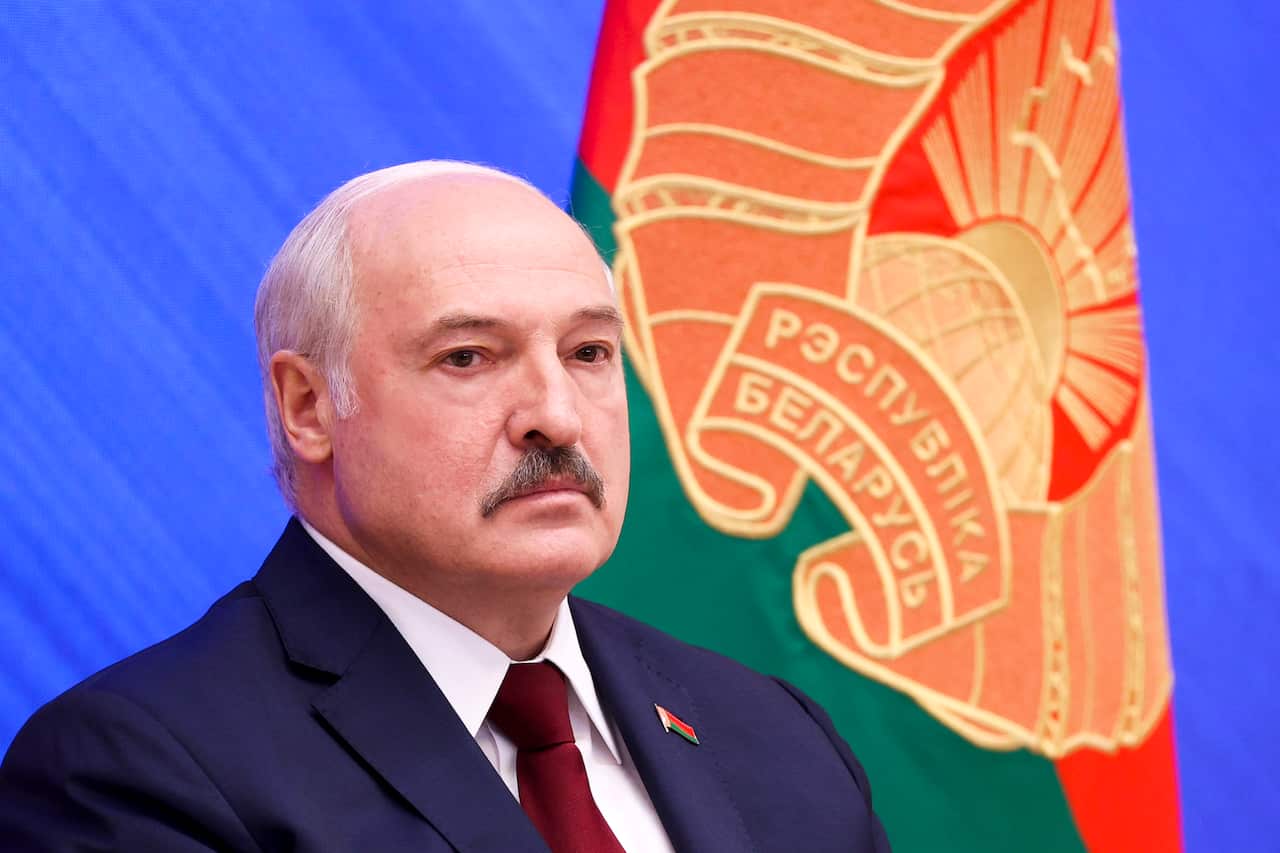 Belarusian President Alexander Lukashenko speaks during an annual press conference in Minsk, Belarus, Monday, August 9.