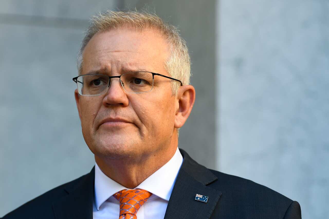 Australian Prime Minister Scott Morrison speaks to the media during a press conference following a national cabinet meeting, at Parliament House in Canberra, Friday, August 13, 2021. (AAP Image/Lukas Coch) NO ARCHIVING