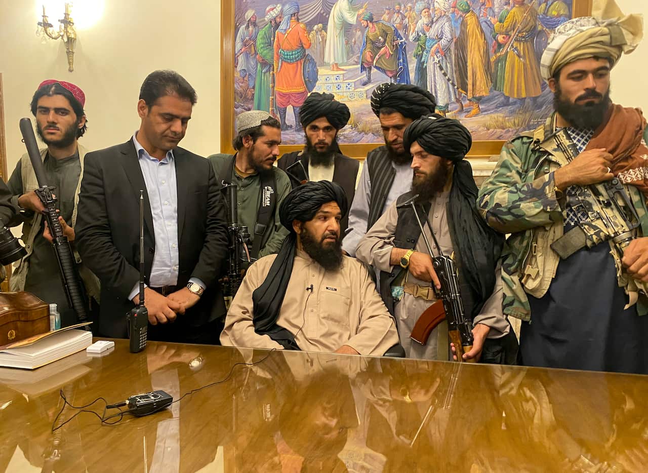 Taliban fighters take control of Afghan presidential palace after the Afghan President Ashraf Ghani fled the country.