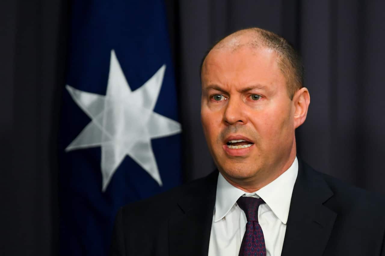 Treasurer Josh Frydenberg speaks to the media during press conference at Parliament House.