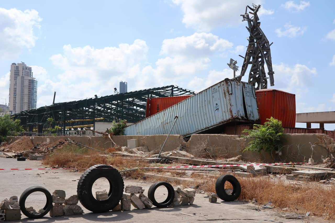 Wrecked trucks at the Port of Beirut, Lebanon, September 5, 2021.
