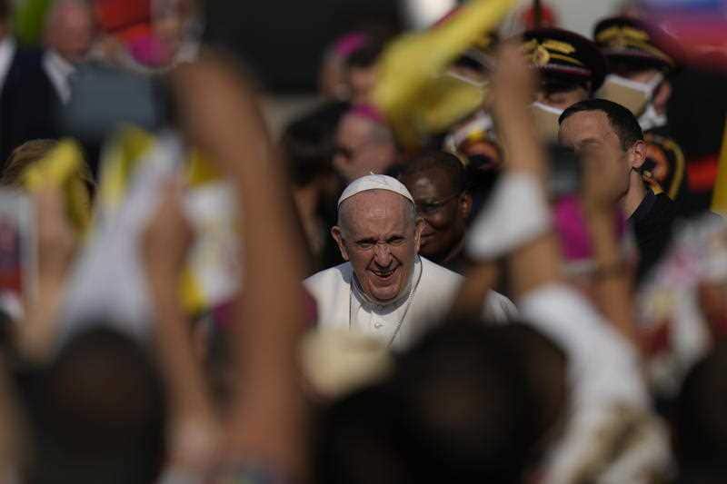 Pope Francis has told Hungarians that the country could preserve its Christian roots while opening up to the needy.