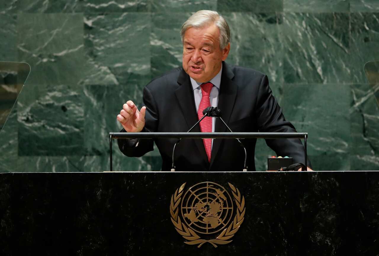 United Nations Secretary General Antonio Guterres addresses the 76th Session of the UN General Assembly.