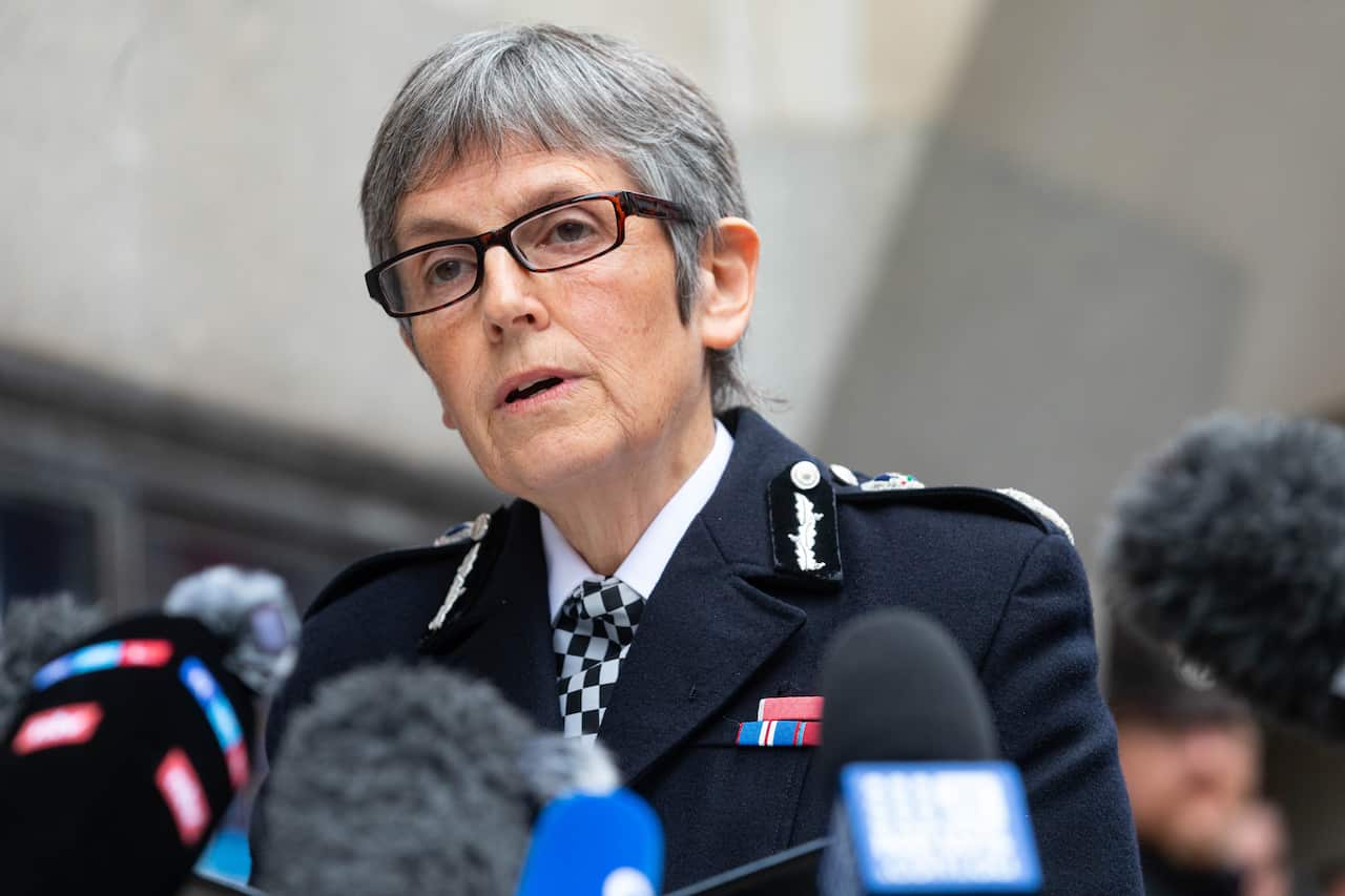 Metropolitan Police Commissioner Dame Cressida Dick makes a statement to the media outside the Old Bailey in London. 