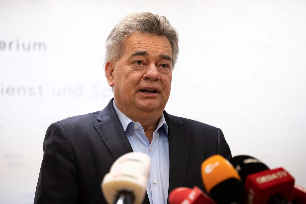 Werner Kogler, the head of the Green Party in Austria, makes a statement in Vienna after Austria's Chancellor Sebastian Kurz said he was to step down