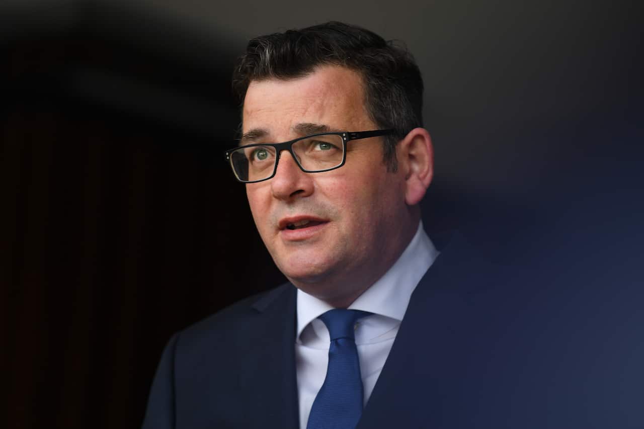 Victorian Premier Daniel Andrews addresses the media during a press conference in Melbourne, Wednesday, October 13, 2021. (AAP Image/James Ross) NO ARCHIVING