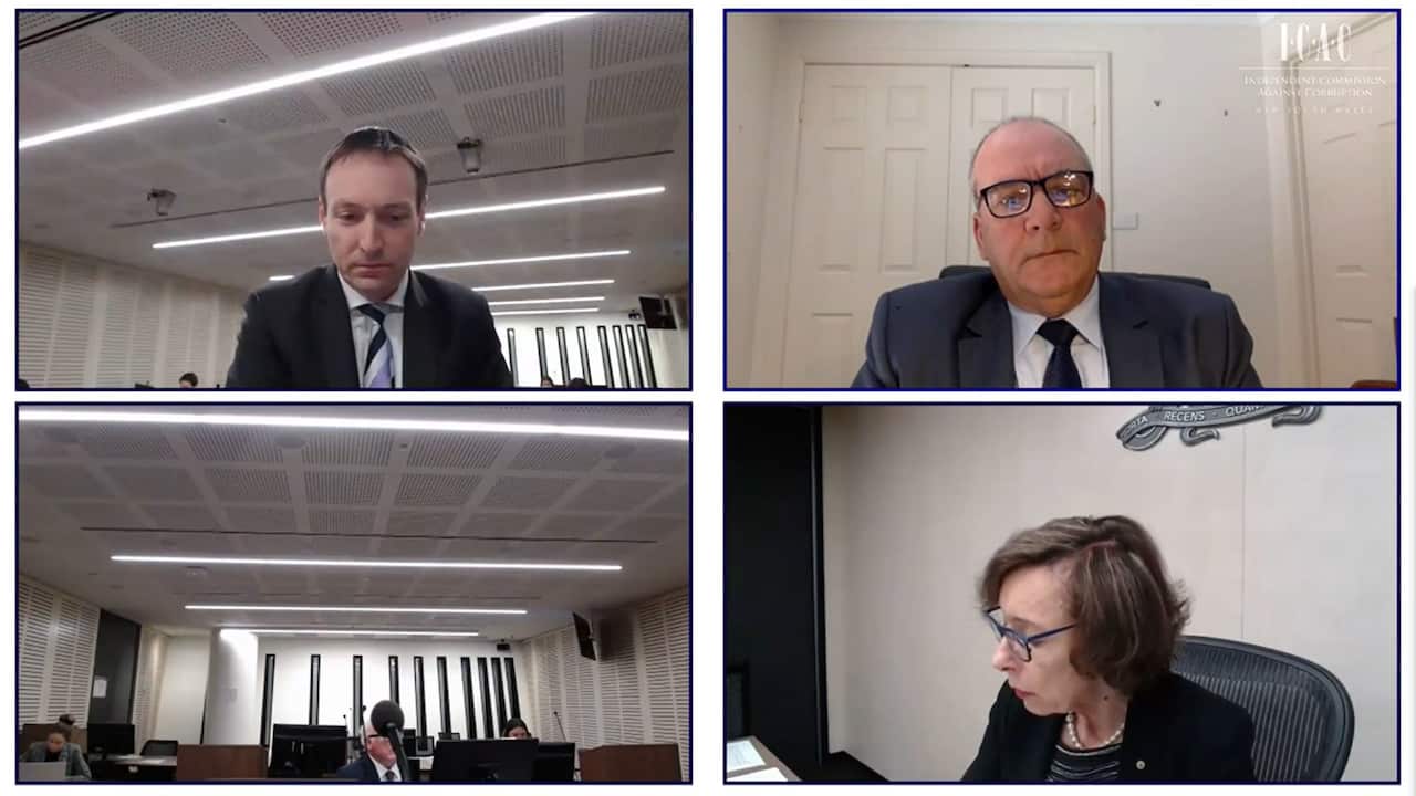 Former NSW MP Daryl Maguire (top right) via videolink during an ICAC hearing in Sydney, Thursday, October 28, 2021.