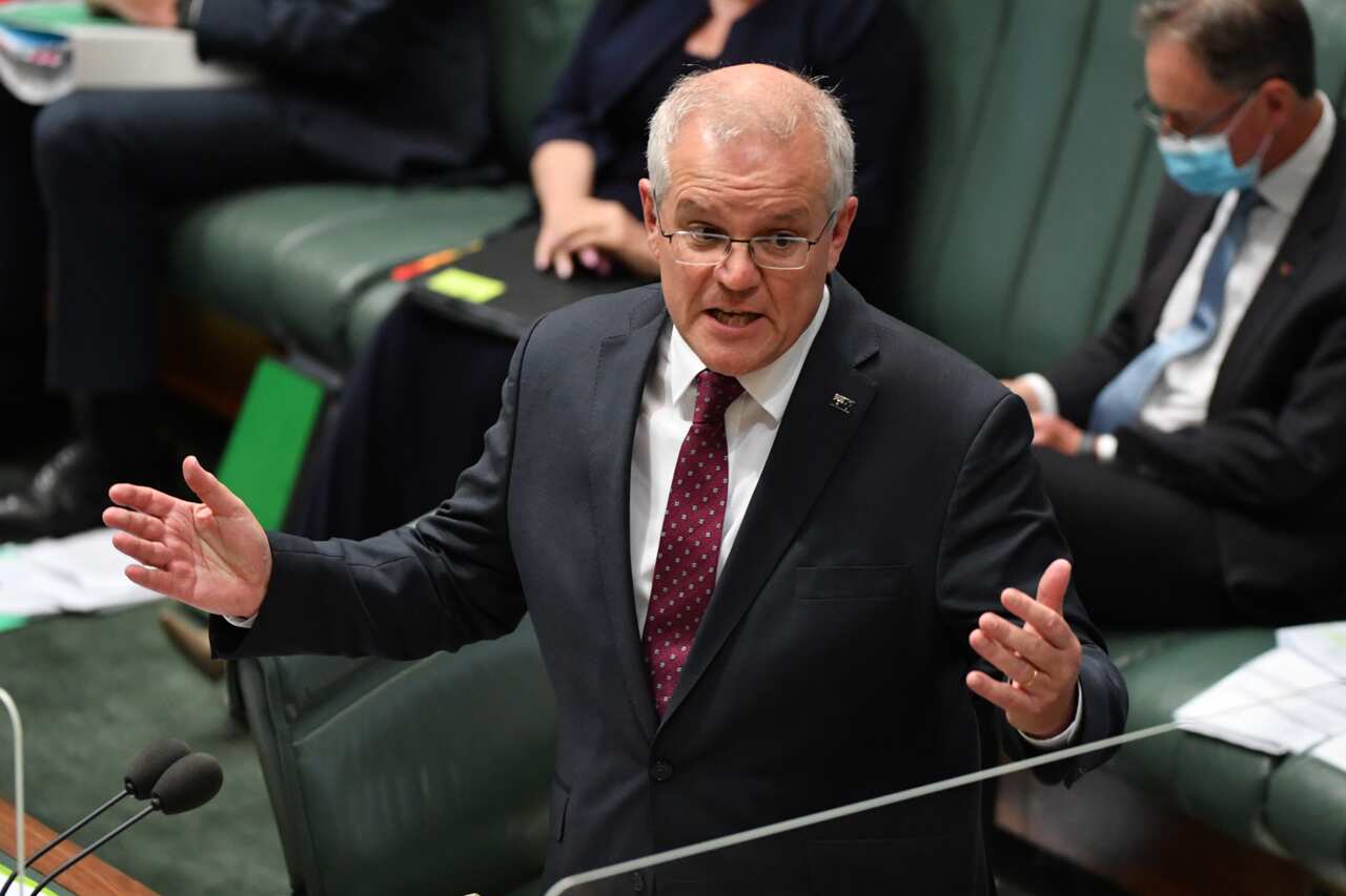 Prime Minister Scott Morrison at Parliament House in Canberra.