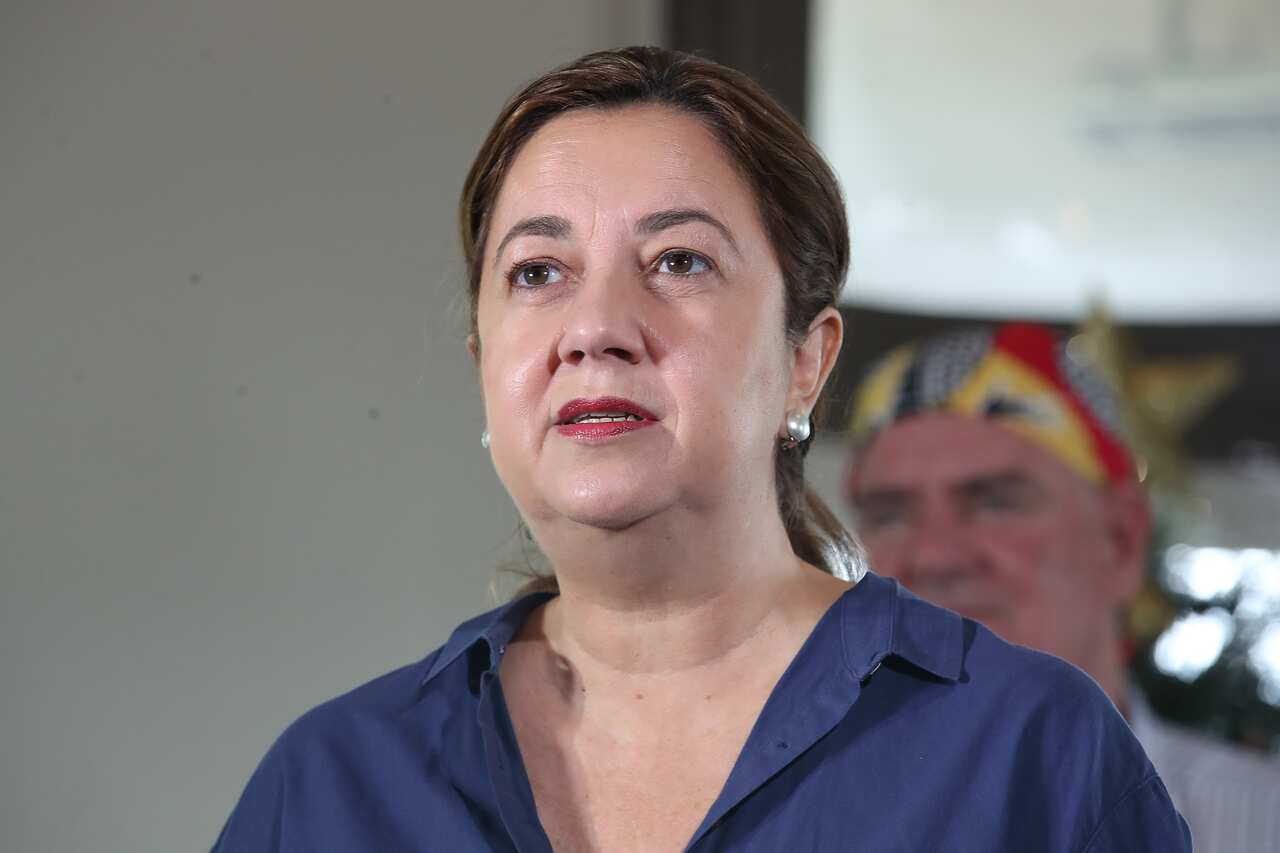 Queensland Premier Annastacia Palaszczuk speaks at a press conference at the Regatta hotel in Brisbane, Sunday, December 5, 2021. (AAP Image/Jono Searle) NO ARCHIVING