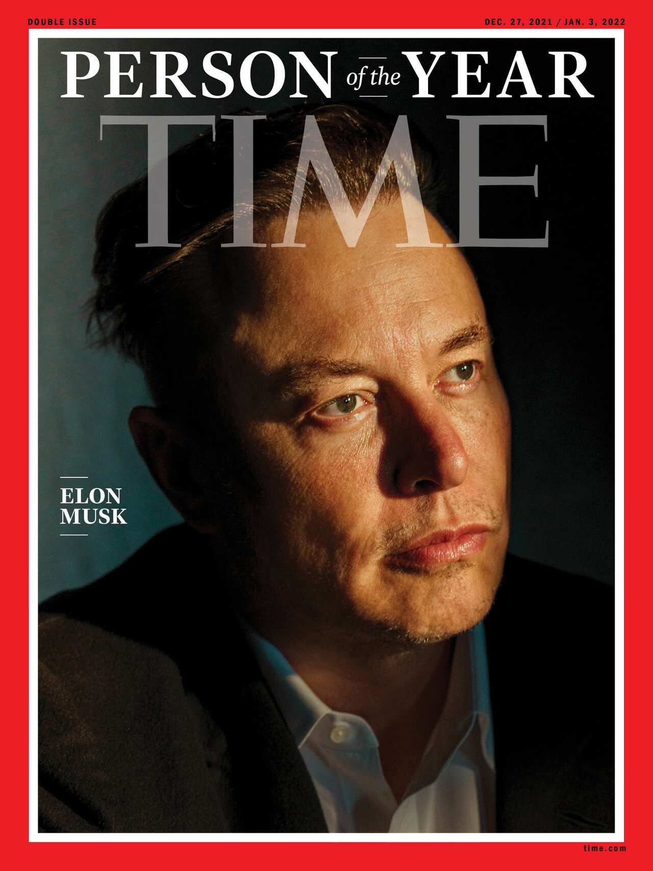 Time magazine shows Elon Musk on the cover of the magazine's Dec. 27 - Jan 3 double issue 