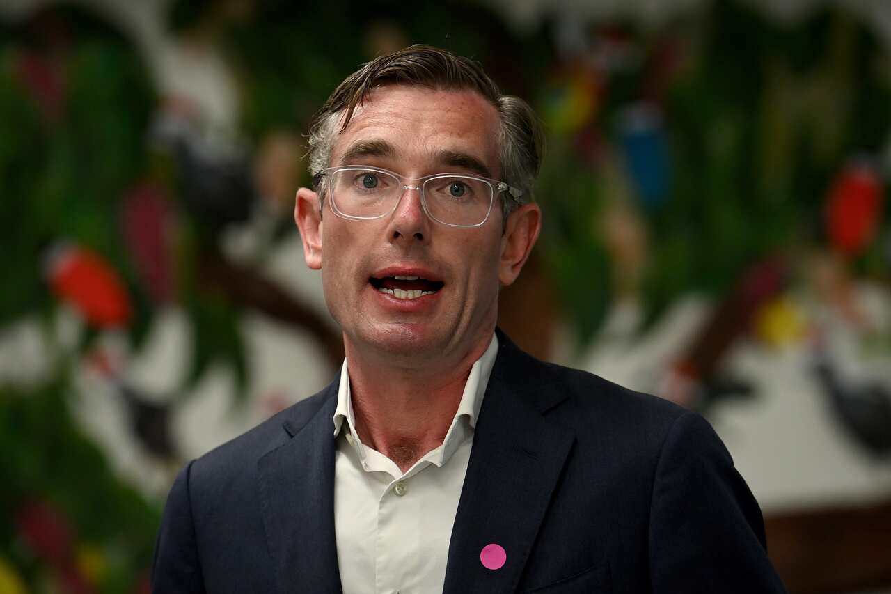 NSW Premier Dominic Perrottet speaks to the media during a press conference at South Western Sydney Vaccination Centre in Sydney, Wednesday, January 5, 2022. (AAP Image/Bianca De Marchi) NO ARCHIVING