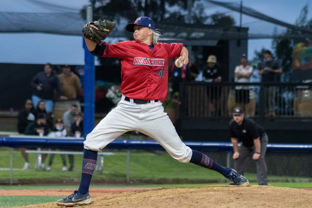 Genevieve Beacom who made her debut for the Melbourne Aces against the Adelaide Giants at Melbourne Ballpark on Saturday 8 January 2022.