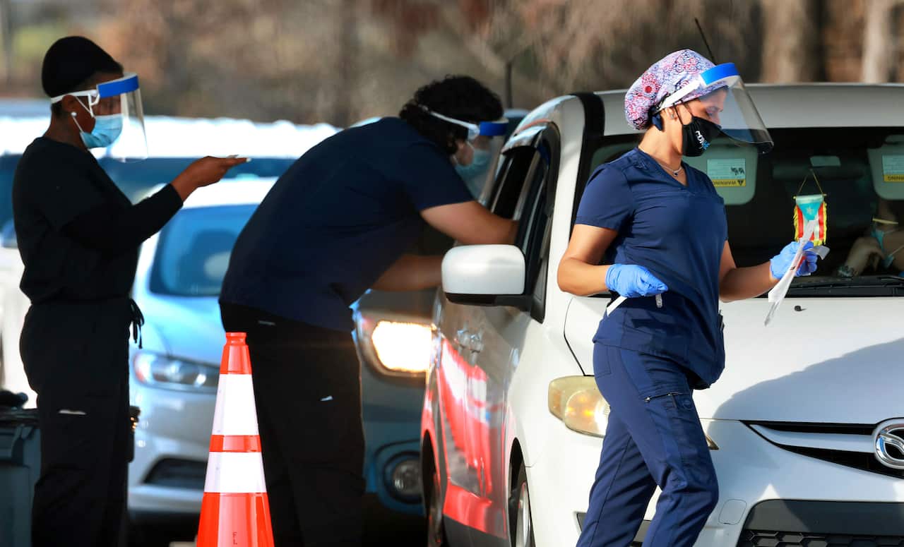 Covid-19 tests are administered by health care workers