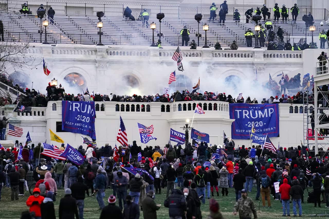 Violent protesters, loyal to President Donald Trump, storm the Capitol, Wednesday, January 6, 2021, in Washington. 