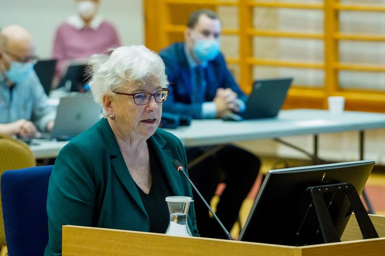 Psychiatrist Randi Rosenqvist attends the second day of the parole hearing for convicted terrorist Anders Behring Breivik, in Skien, Norway.
