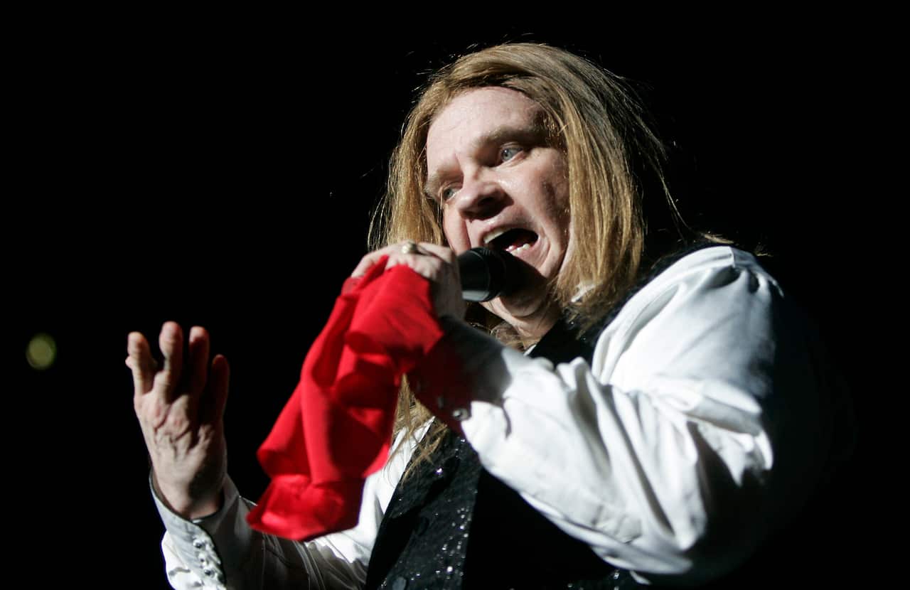 Rock star Meat Loaf appears on stage during the first concert of his tour through Germany in Hamburg in 2007.