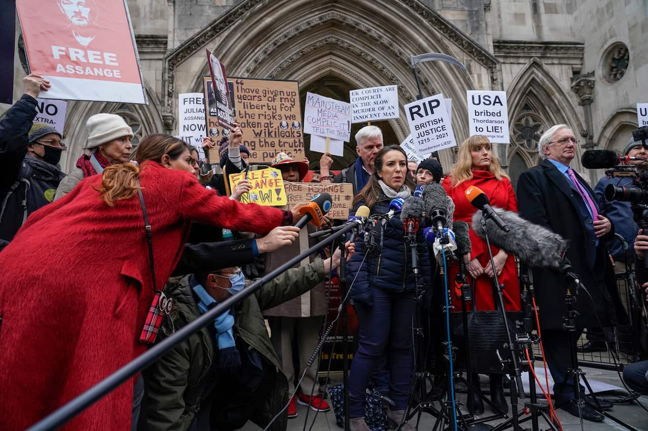 Wikileaks founder Julian Assange's partner Stella Moris, speaks outside the High Court, in London, 24 January 2022. 
