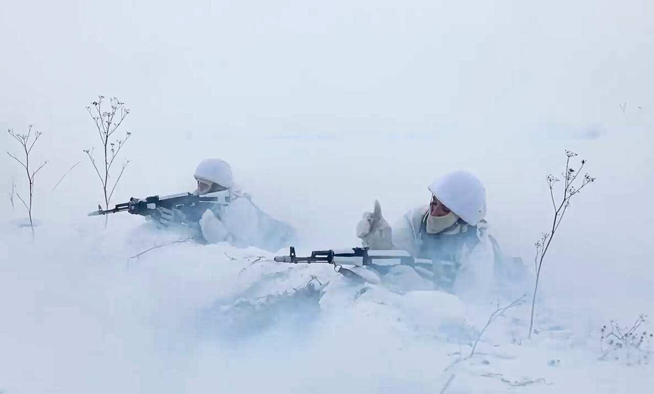 In this image taken from video and released by the Russian Defense Ministry Press Service, Russian soldiers attend military training.
