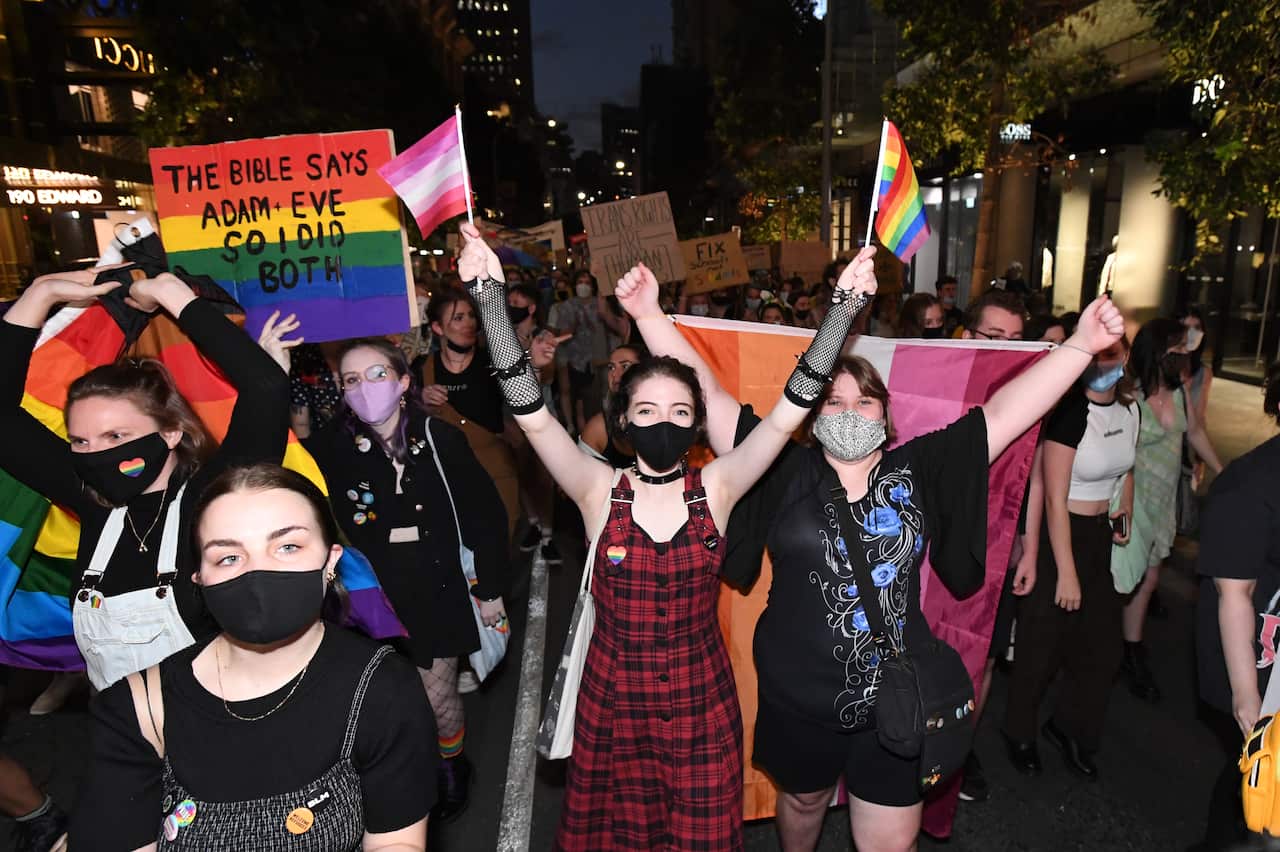 LGBTQI+ protests against Citipointe Christian College in Brisbane.