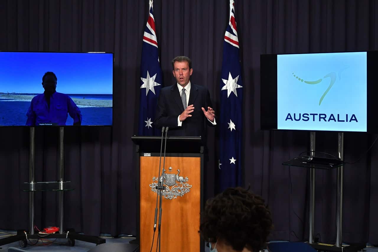 Minister for Trade Dan Tehan at a press conference to launch Australias Nation Brand and tagline, Friday, February 18, 2022.