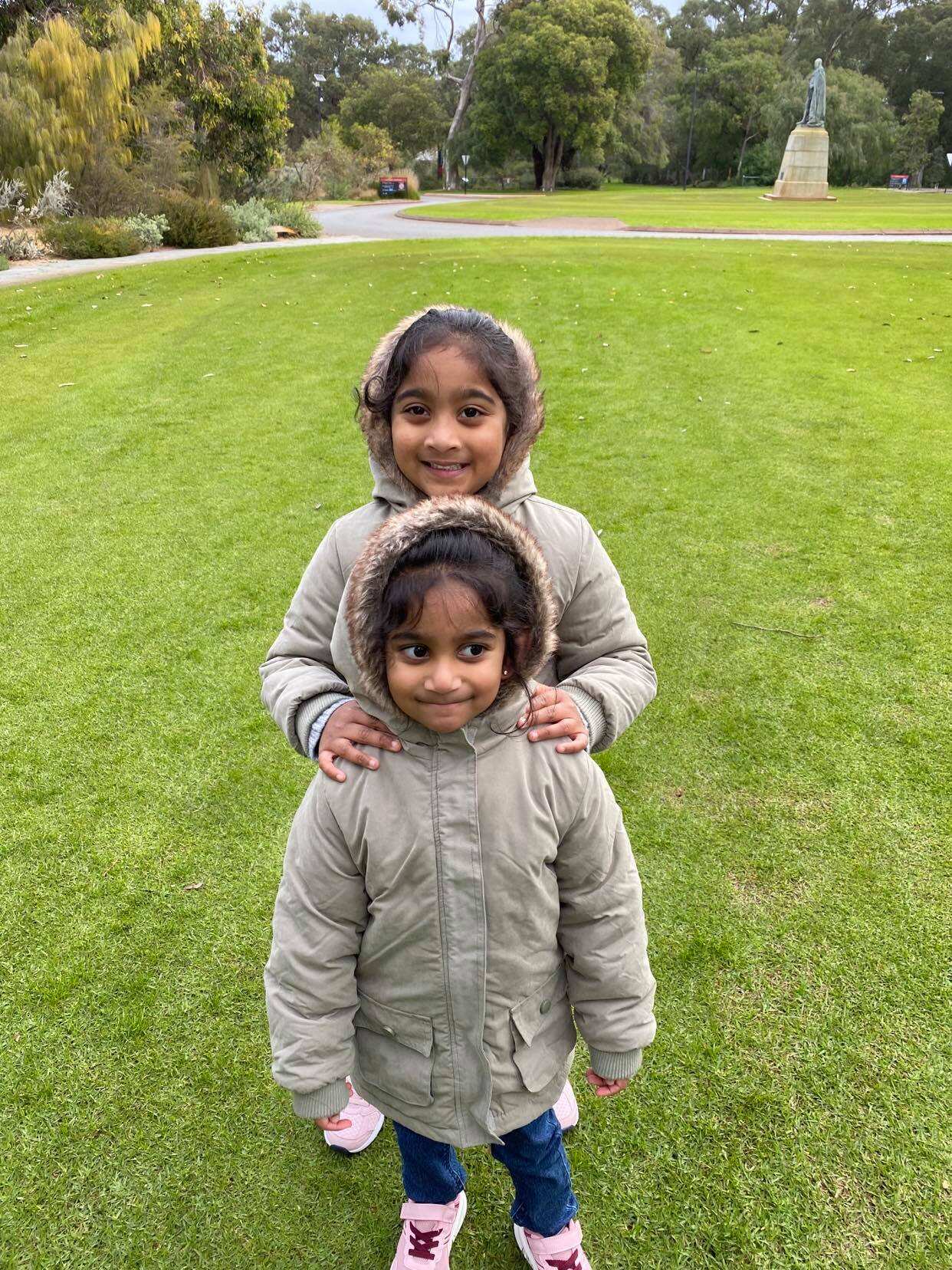 Sisters Kopika and Tharnicaa are shown in a photo shared by supporters this week.
