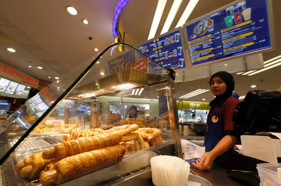 Pretzel Dogs are on display at Auntie Anne's at a shopping mall in Kuala Lumpur, Malaysia. 