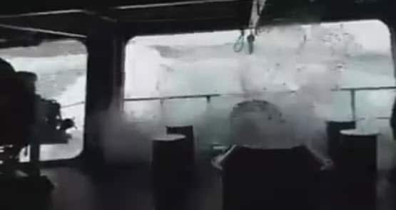 Navy vessel searching for submarine in perilous conditions.