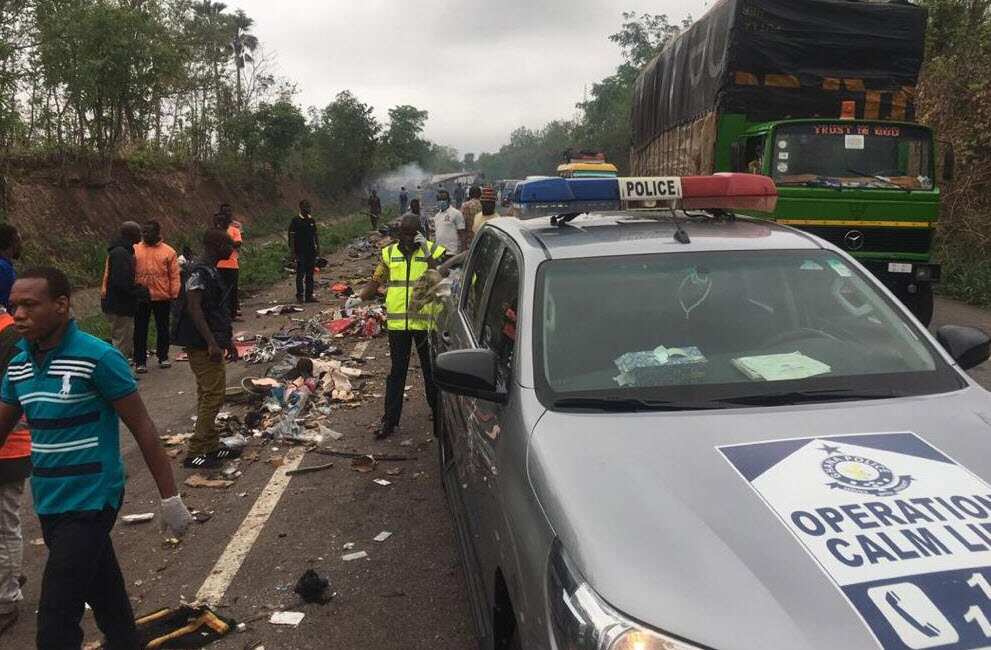 The scene after two buses collided in Ghana, killing dozens
