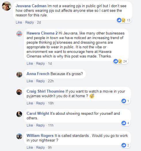Hawera Cinema sparked a dress code debate on Facebook.