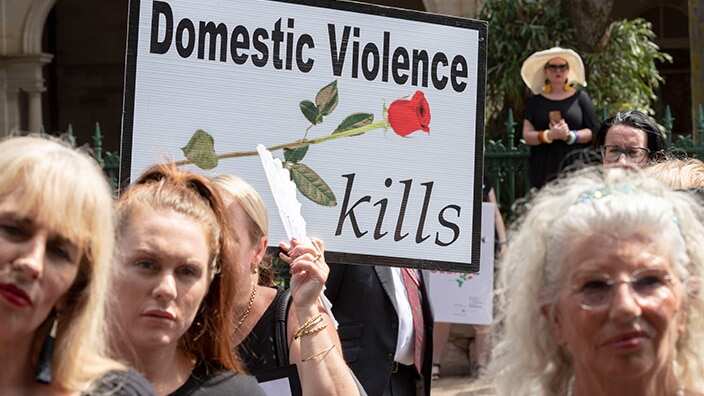 Red Rose rally, outside the Qld Parliament House, honouring women lost to violence