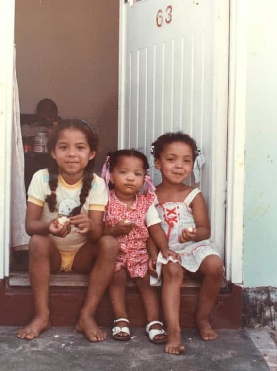 Janice Petersen with her cousins, on holiday in Cape Town, age 6.