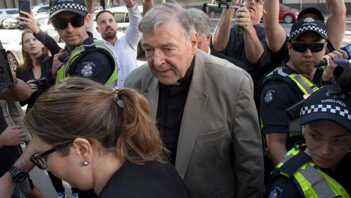 Cardinal George Pell arrives in court ahead of his conviction for molestation of two choirboys. He's now facing a civil case over another matter. 