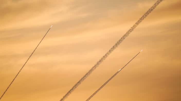 Rockets are launched from Gaza Strip to Israel, Sunday, May 5, 2019.