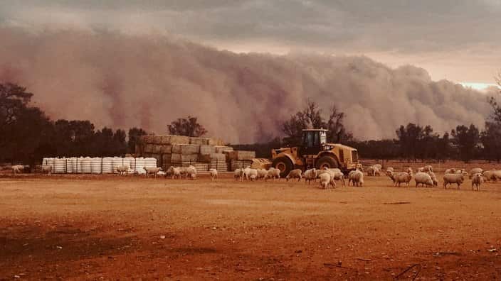 The dust storm which swept across Western NSW.