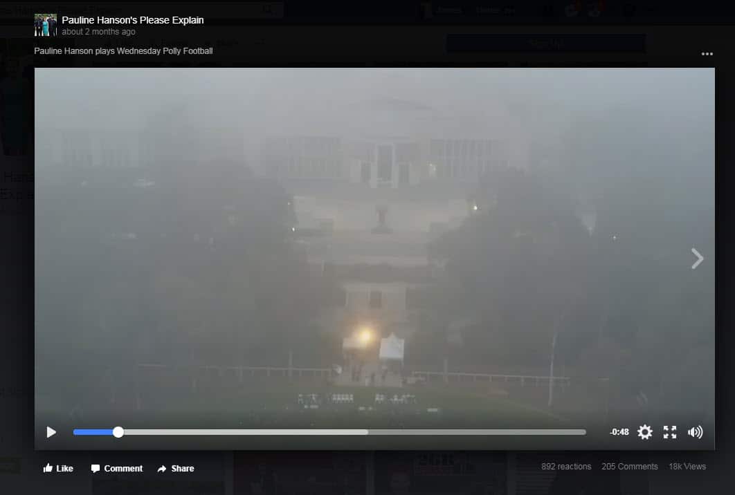 A screenshot shows the aerial view of Parliament House in the One Nation video.