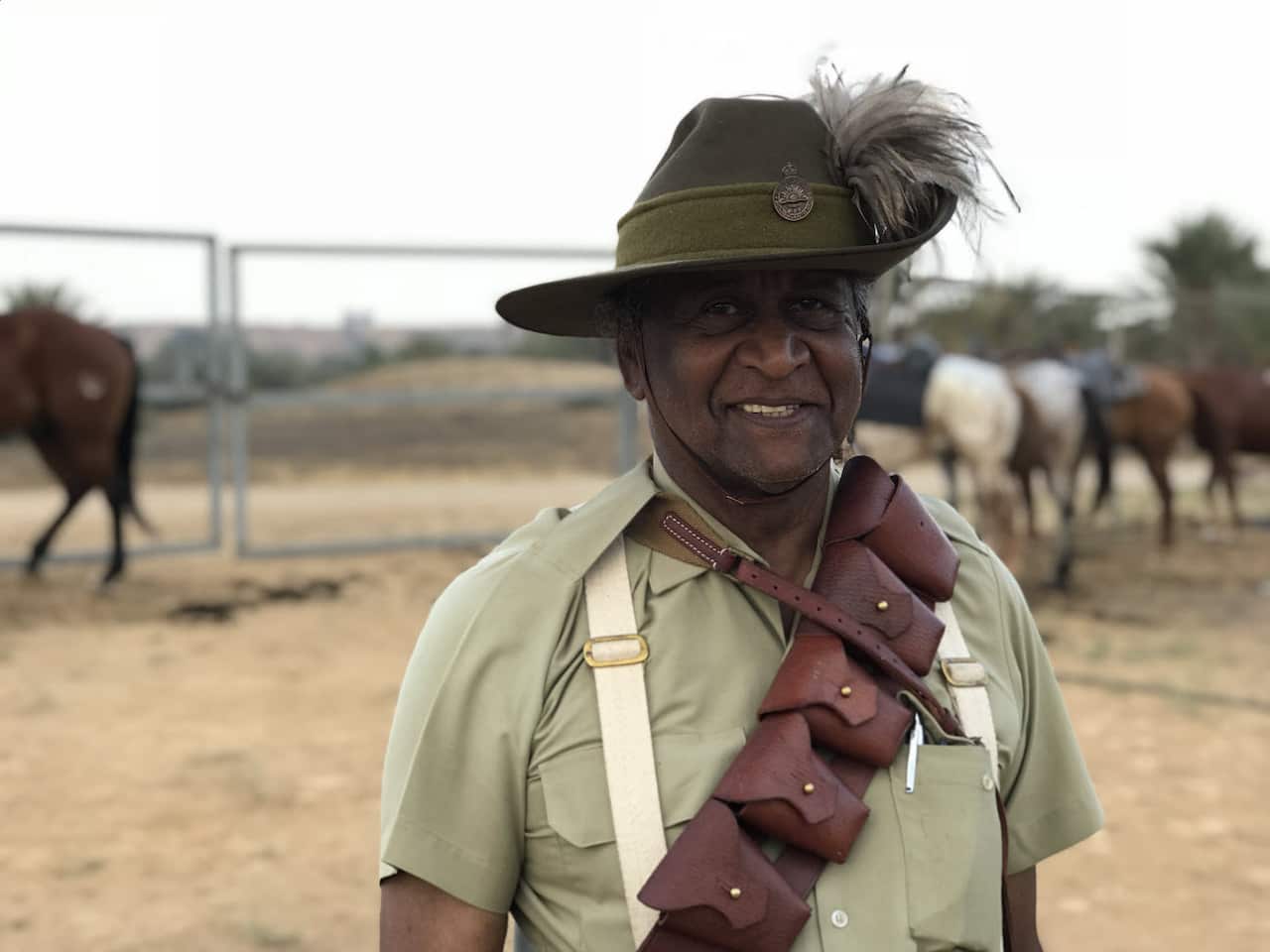 Pastor Ray Minniecon is riding in memory of his grandfather James Lingwoodock, who fought for a country that failed to recognise him as a citizen. (Brett Mason)