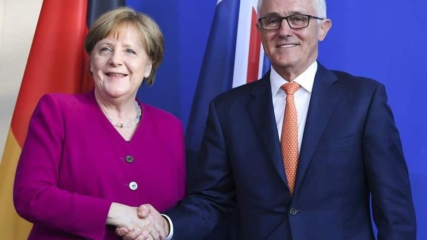 Malcolm Turnbull talks free trade with Angela Merkel