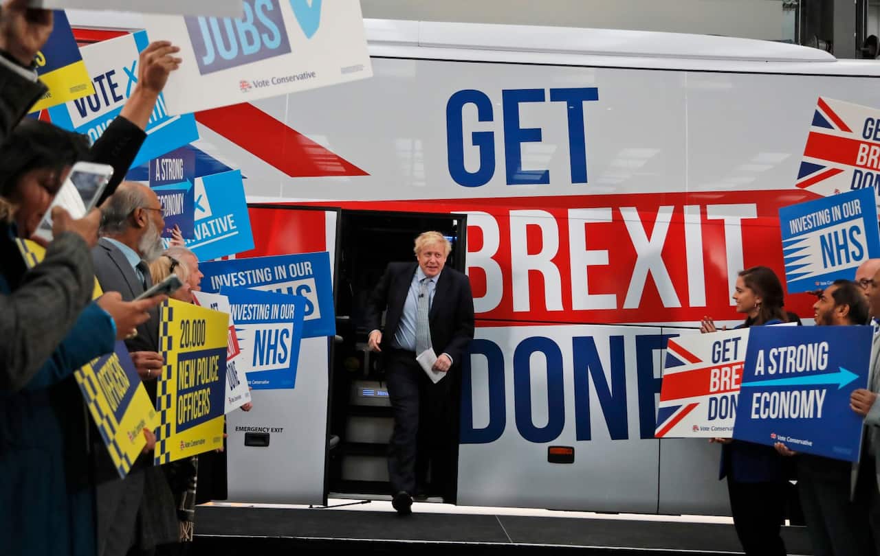 Britain's Prime Minister Boris Johnson addressing supporters before last week's election.