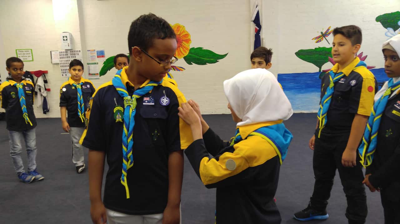Muslim scouts at the Australian International Academy at Coburg, Melbourne. Picture: Philip Ly