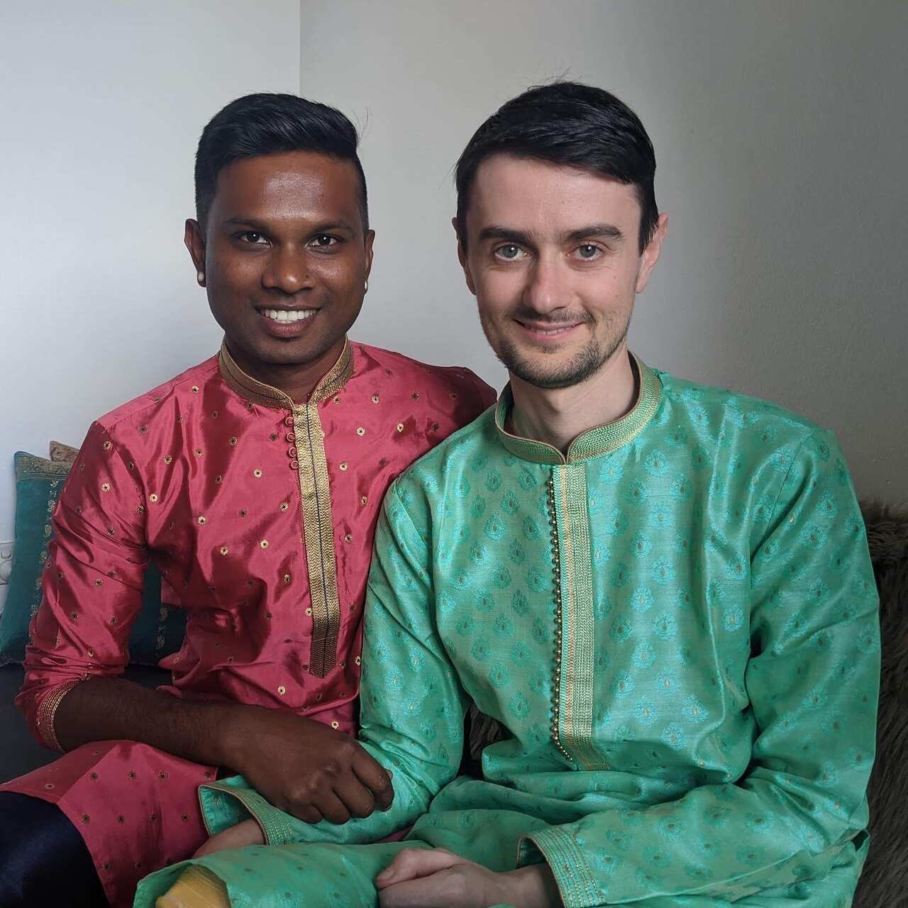 Salvin Kumar celebrating Diwali with his husband Scott McBain.