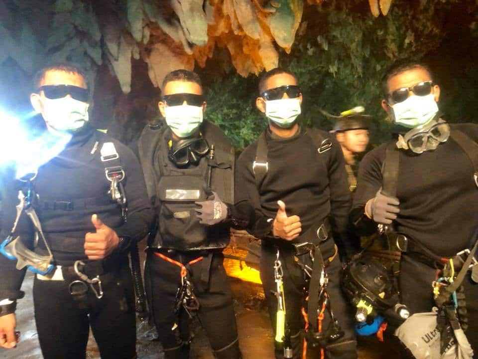 Thai Navy Seals give the thumbs up after a job well done.