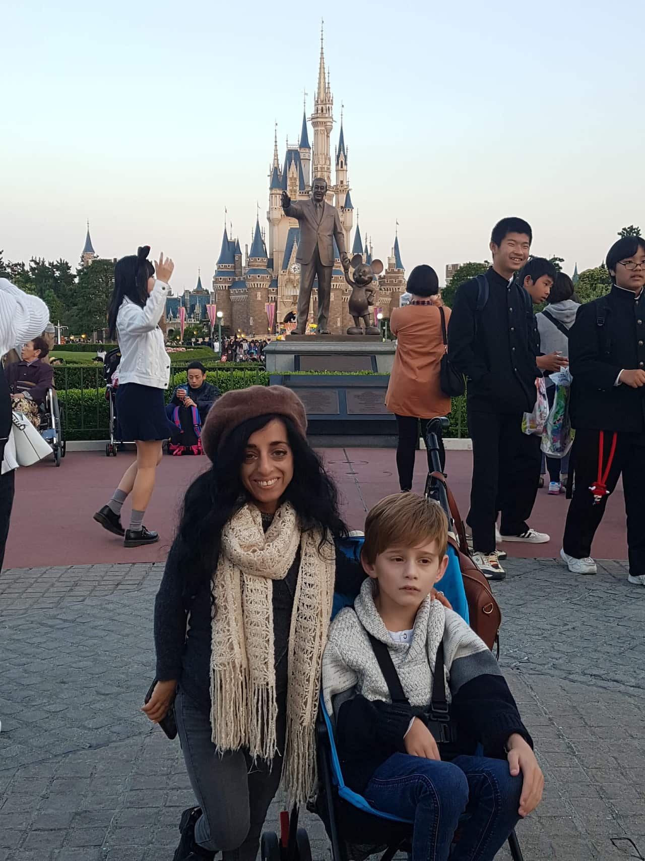 Ms Hadchiti's son, 9, regularly travels the world to visit his mother. 