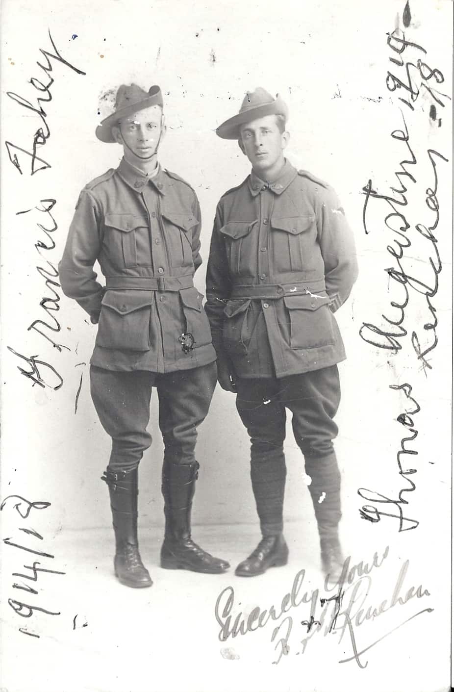 Frank Renahan, left, with brother Tom, who also survived Gallipoli.
