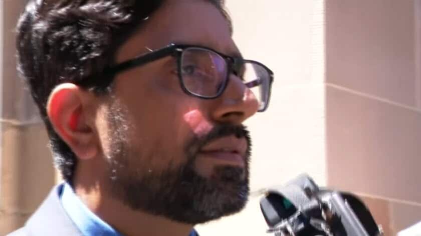 Kulwinder Singh outside the court in Sydney after a judge was unable to reach a verdict. 