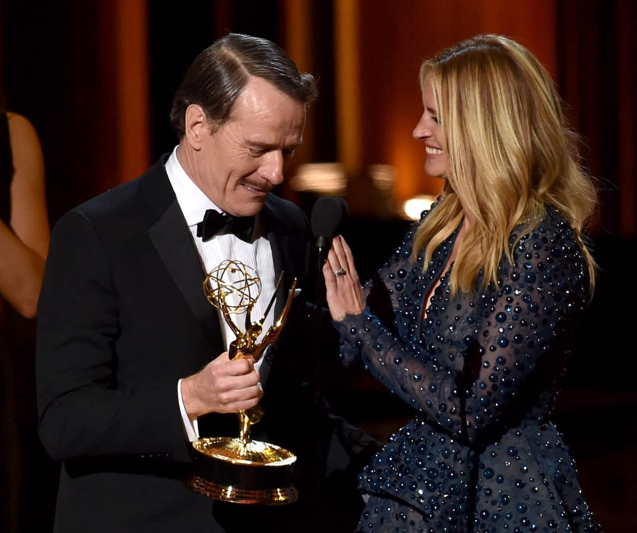 Bryan Cranston accepting his award at the 2014 Emmys (AAP)