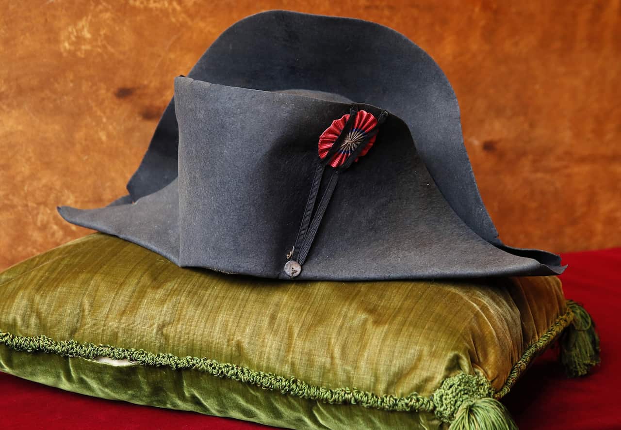 A two-cornered hat "bicorne" that belonged to French emperor Napoleon. (AFP/Getty)