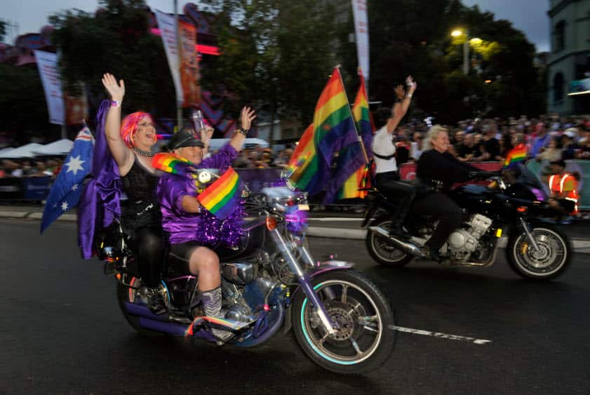 Participants are seen taking part in the 39th annual Gay and Lesbian Mardi Gras parade,