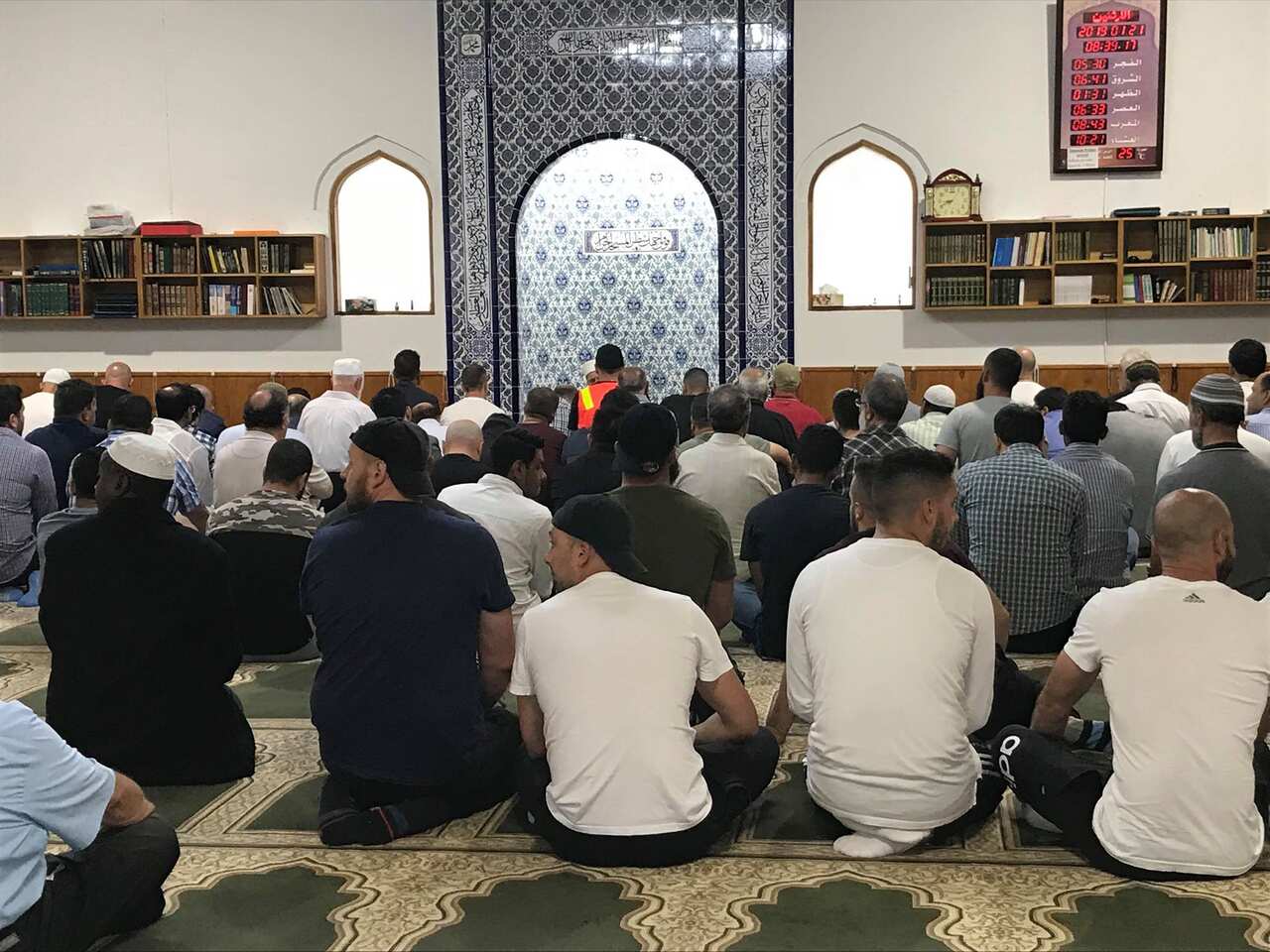 Mourners at the farewell prayers for Aya Maasarwe in Melbourne.