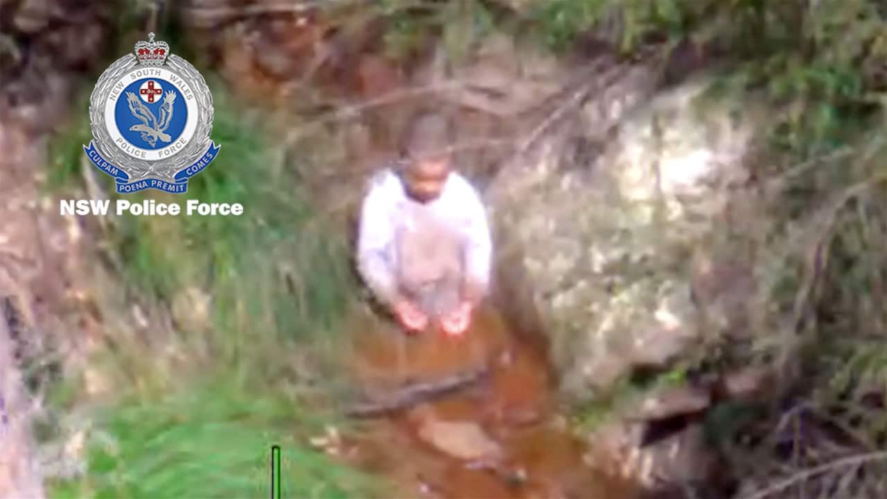 A supplied screengrab obtained on Monday, September 6, 2021, of PolAir locating Three-year-old Anthony "AJ" Elfalak