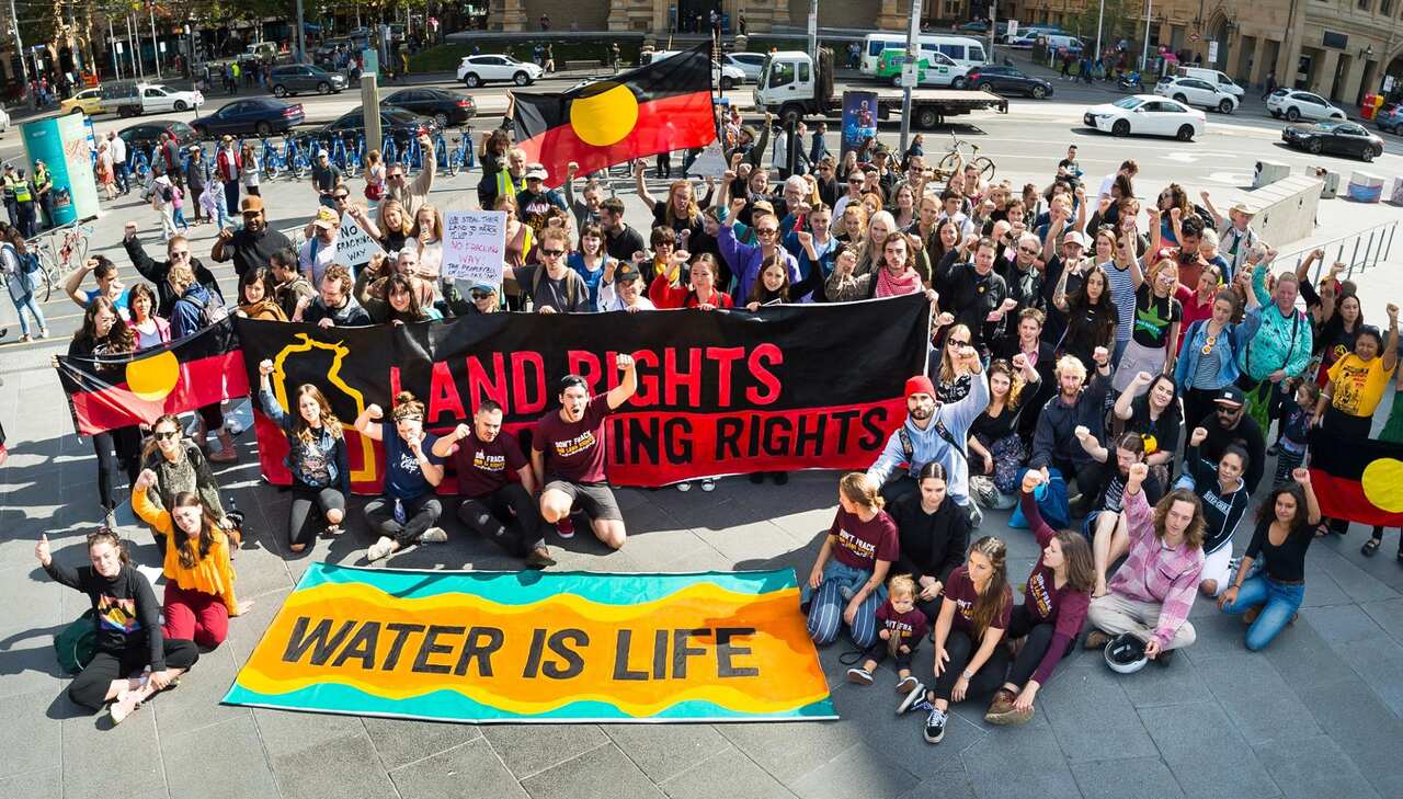 Don't Frack the NT Rally, calling on Michael Gunner to put a permanent ban on fracking in the NT.